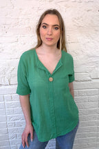 Front Button Detail Cotton Top