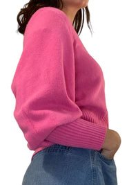 Balloon Sleeve V Neck Jumper