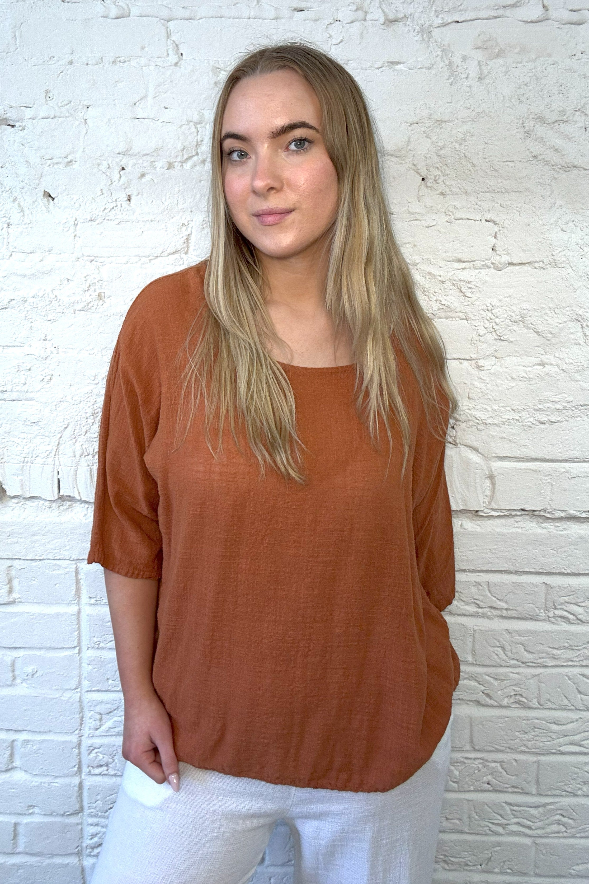 100% Cotton Plain Short Sleeve Top (Larger Fit)