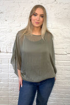 Silk Double Layer Batwing Top
