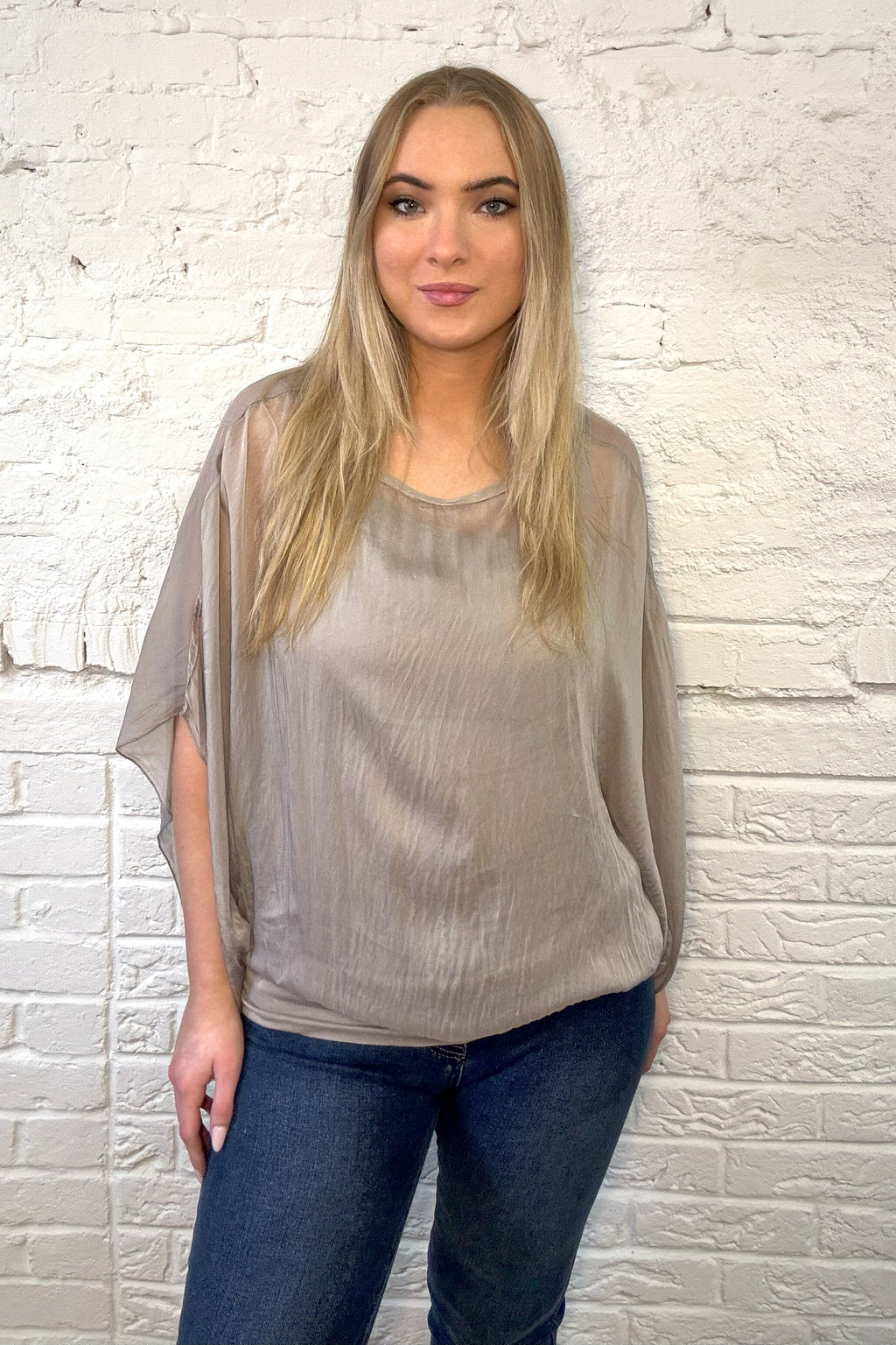 Silk Double Layer Batwing Top