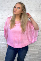 Silk Double Layer Batwing Top