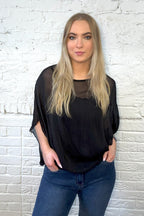 Silk Double Layer Batwing Top
