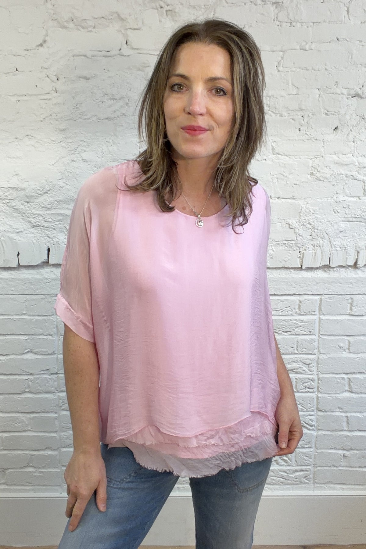 Top de seda de doble capa (OS 10-16)