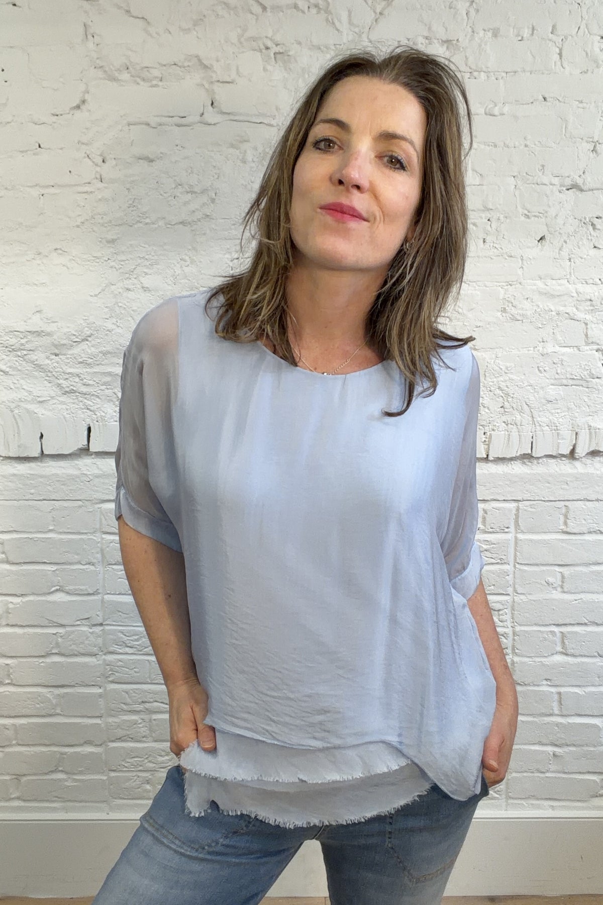 Top de seda de doble capa (OS 10-16)