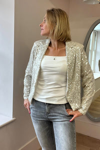 Short Sequin Open Blazer