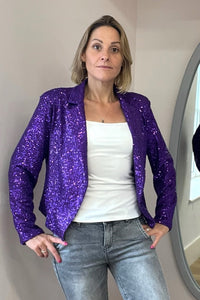 Short Sequin Open Blazer