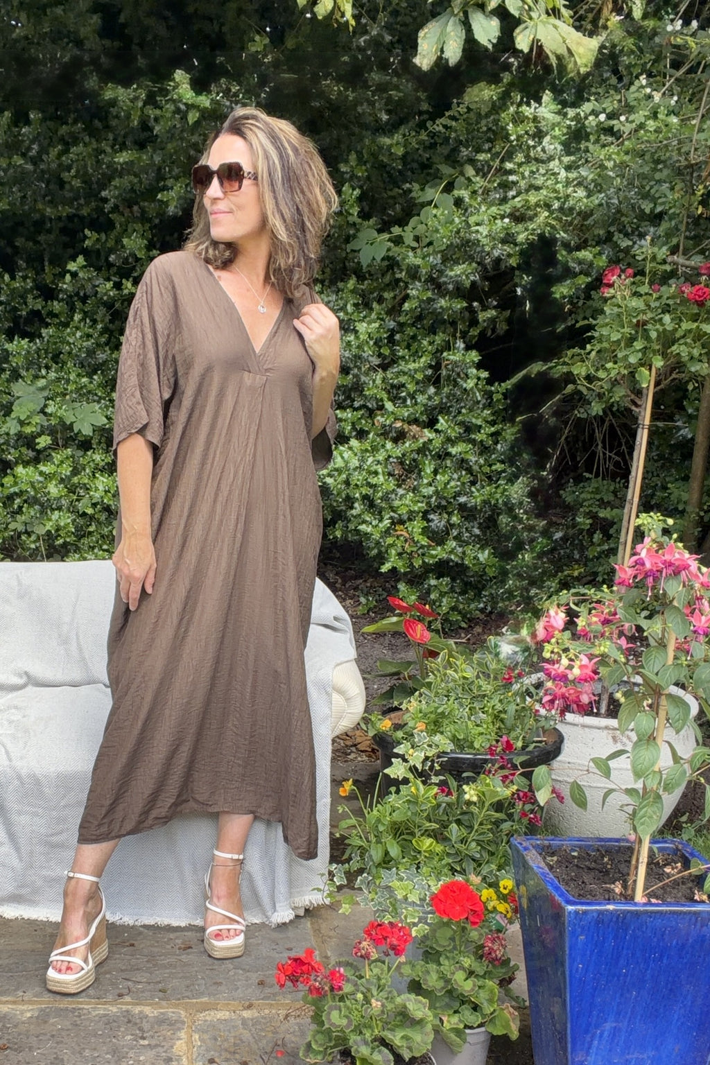 Aziza Crinkle Kaftan Dress