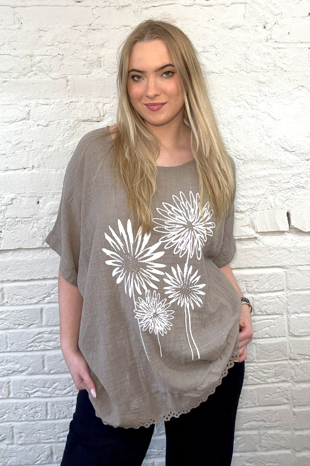 Flower Cotton Short Sleeve Top