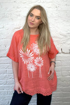 Flower Cotton Short Sleeve Top