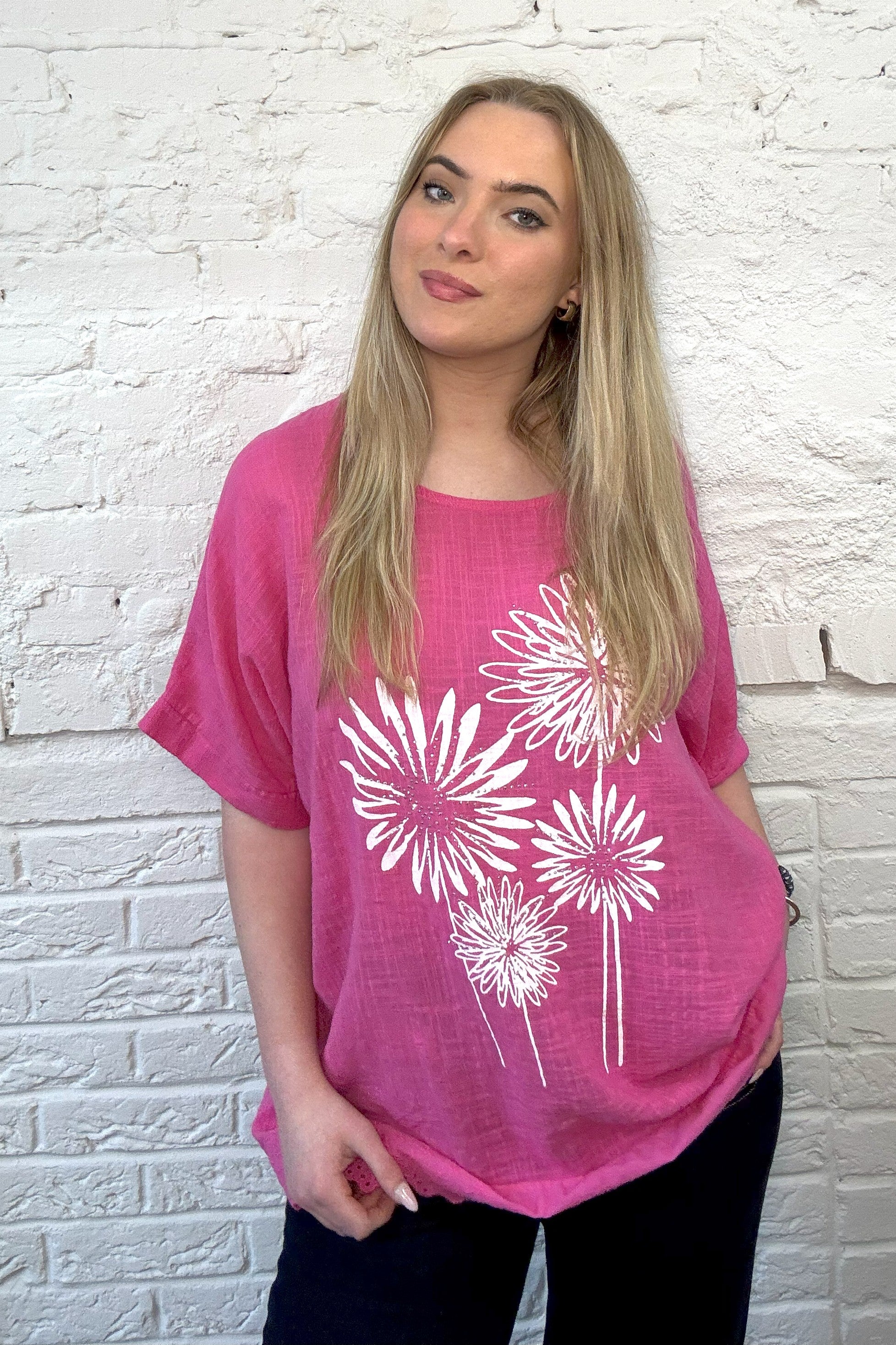 Flower Cotton Short Sleeve Top