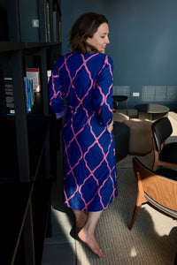 Lattice Charm Button-Down Midi Dress