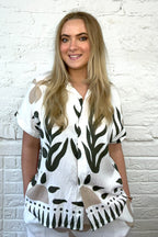 Abstract Botanical Print Shirt