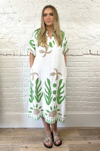 Abstract Botanical Print Dress