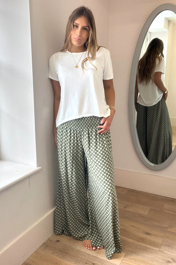 Circle Print Wide Leg Trouser