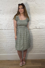 Short Ditsy Floral Smocked Dress