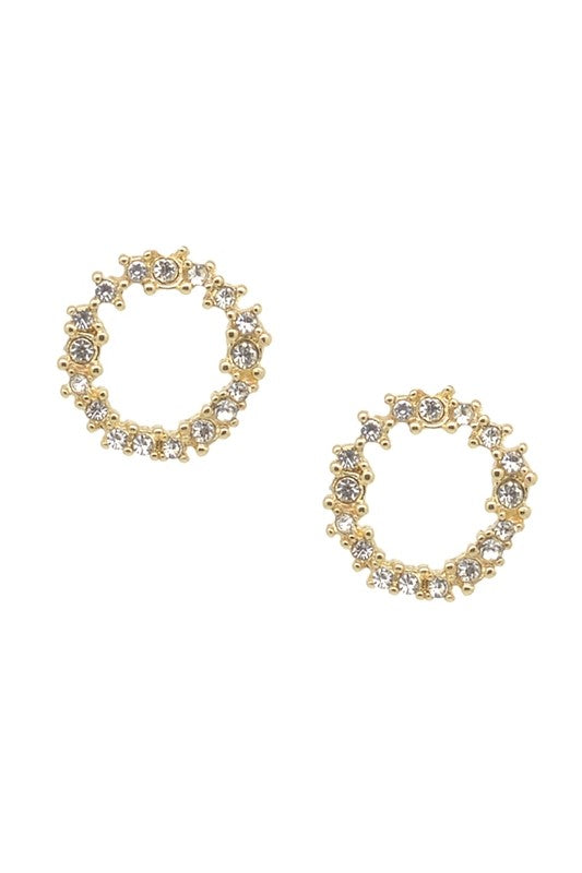 Crystal Cluster Circle Earrings in Gold Plate