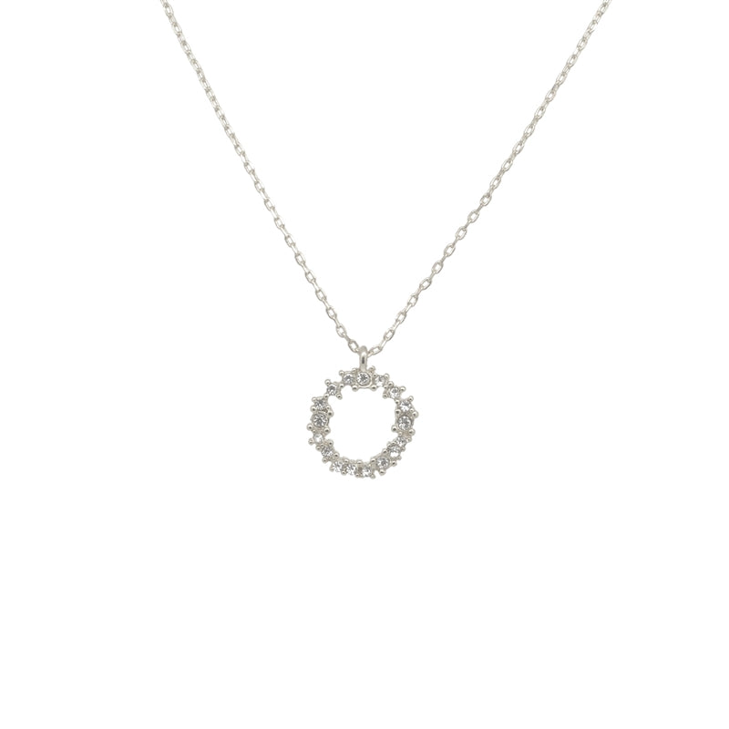 Crystal Cluster Circle Necklace in Silver