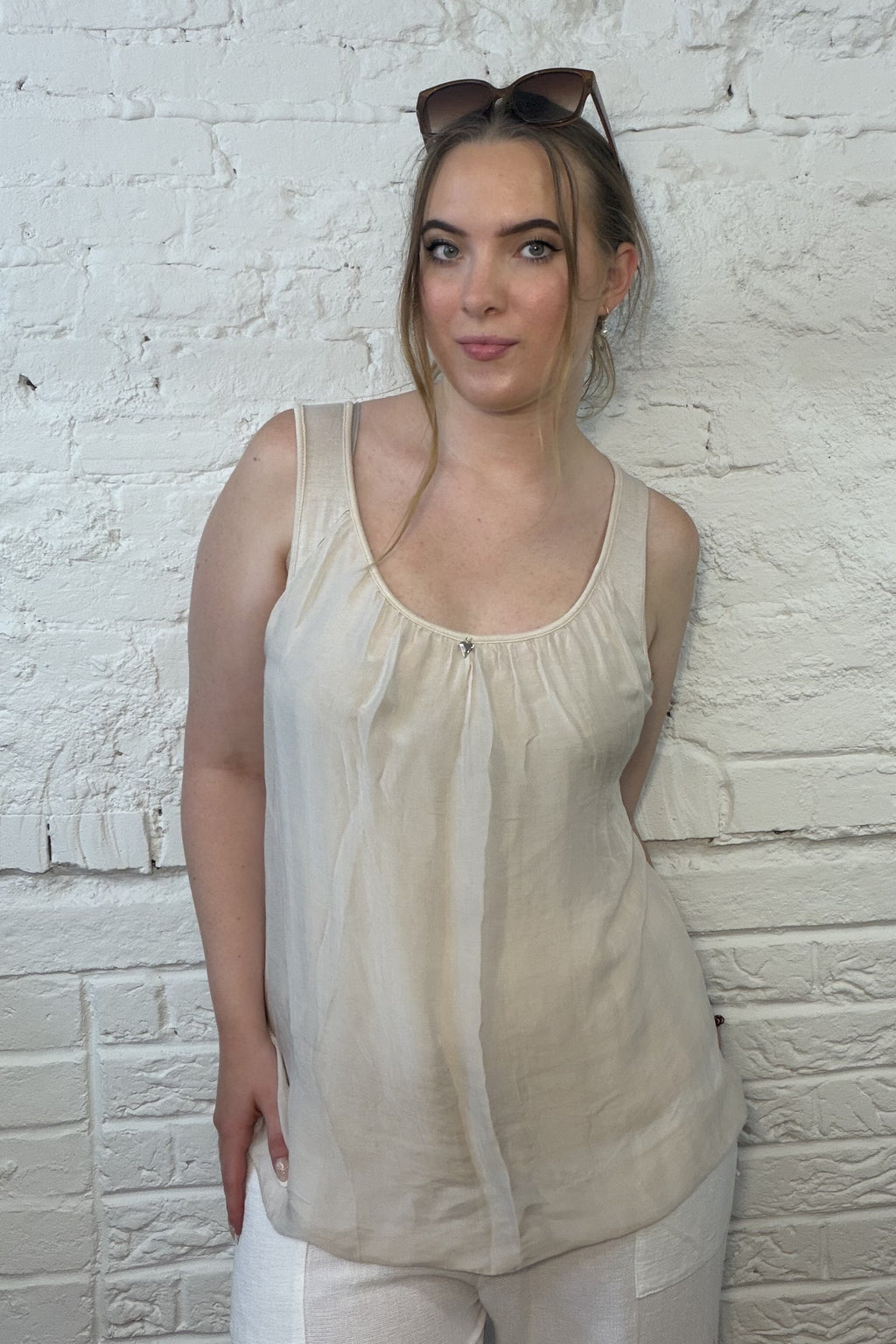 Silk Vest Top with Silver Heart Charm