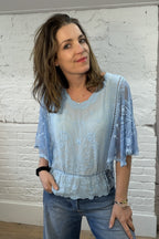 Embroidered Angel Sleeve Top