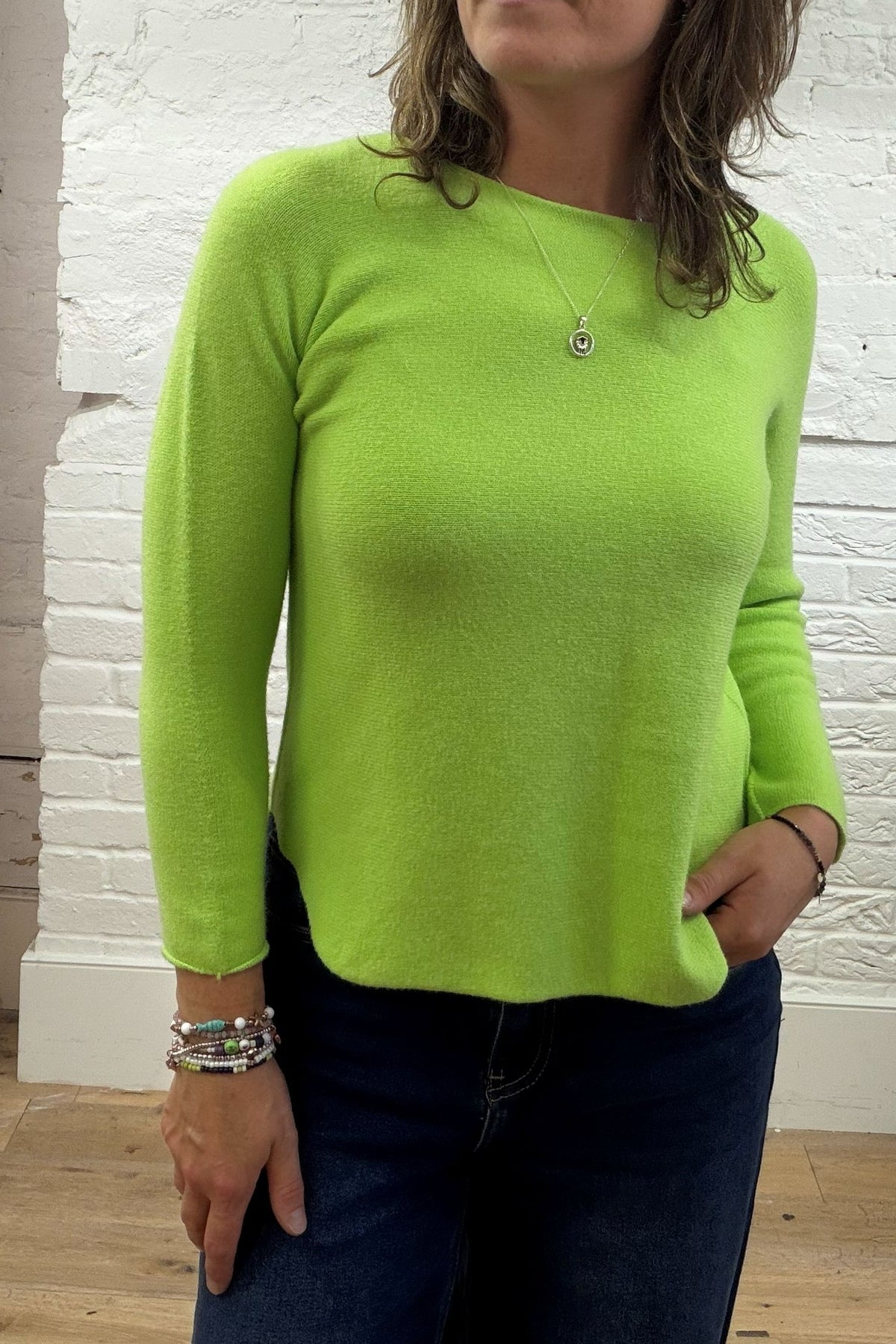 Phoebe Curved Hem Round Neck