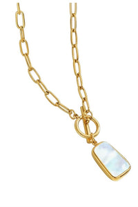 Mother of Pearl Pendant Necklace in 18K Gold Plate