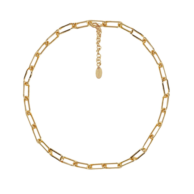 Rectangular Long Links Necklace in 18K Gold Plate