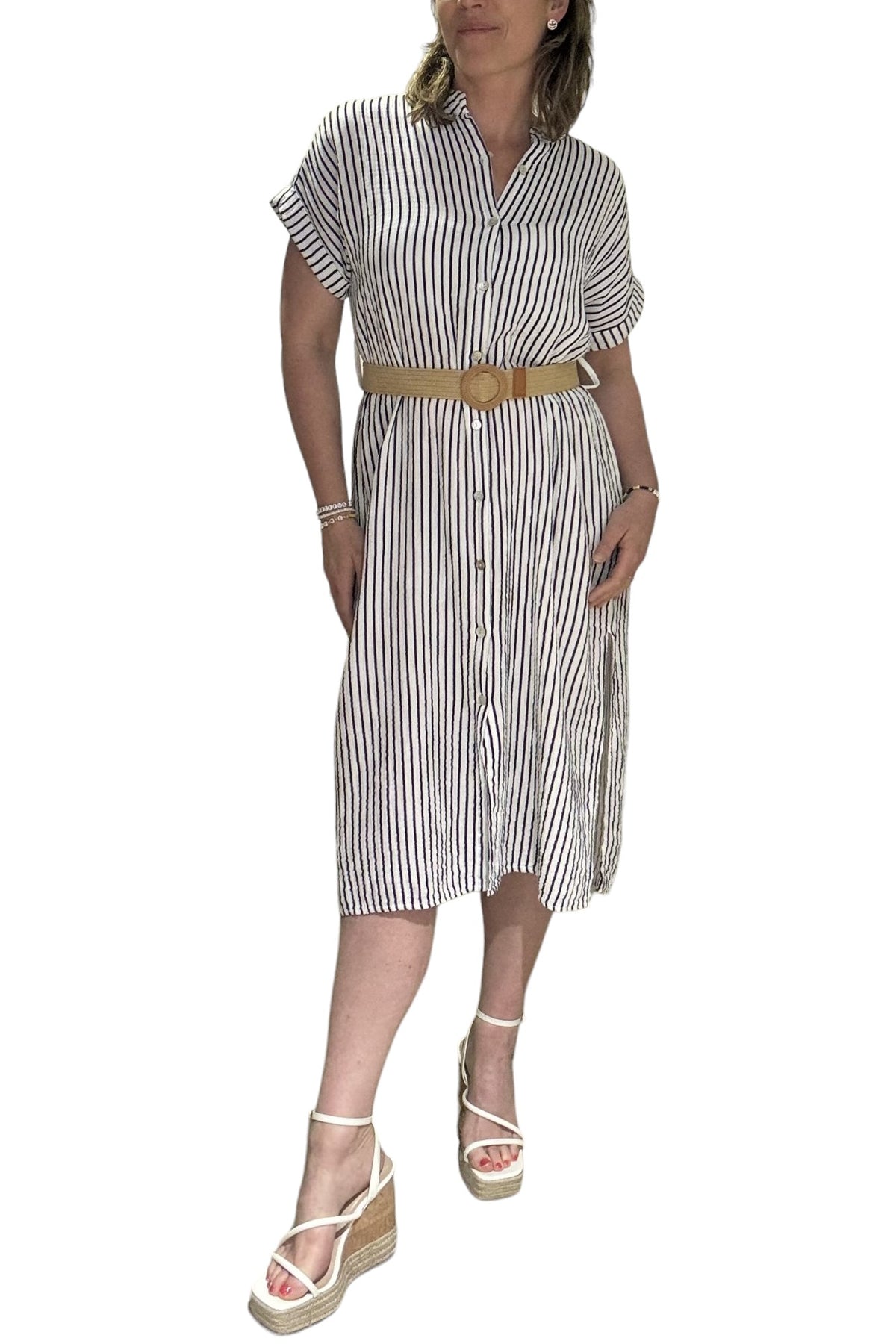 Striped Cotton Gauze Dress