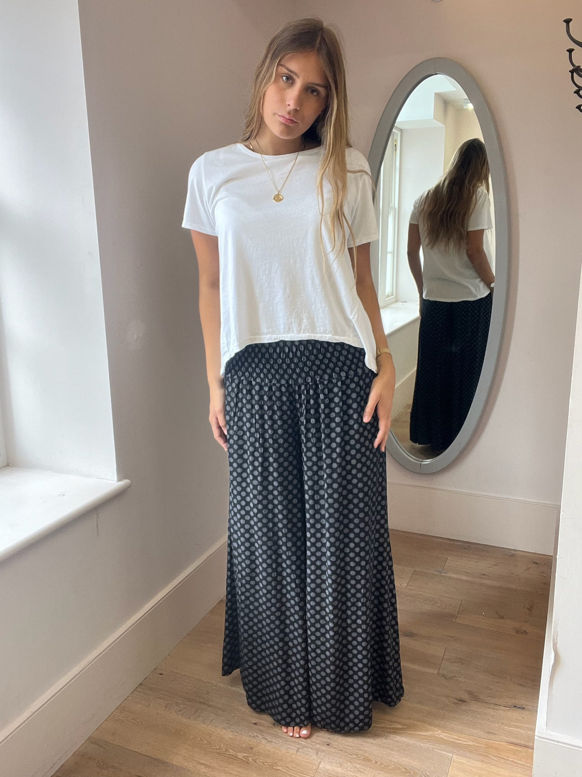 Circle Print Wide Leg Trouser