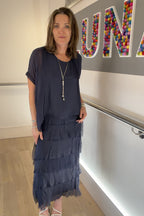 Kleid mit Seiden-Overlay