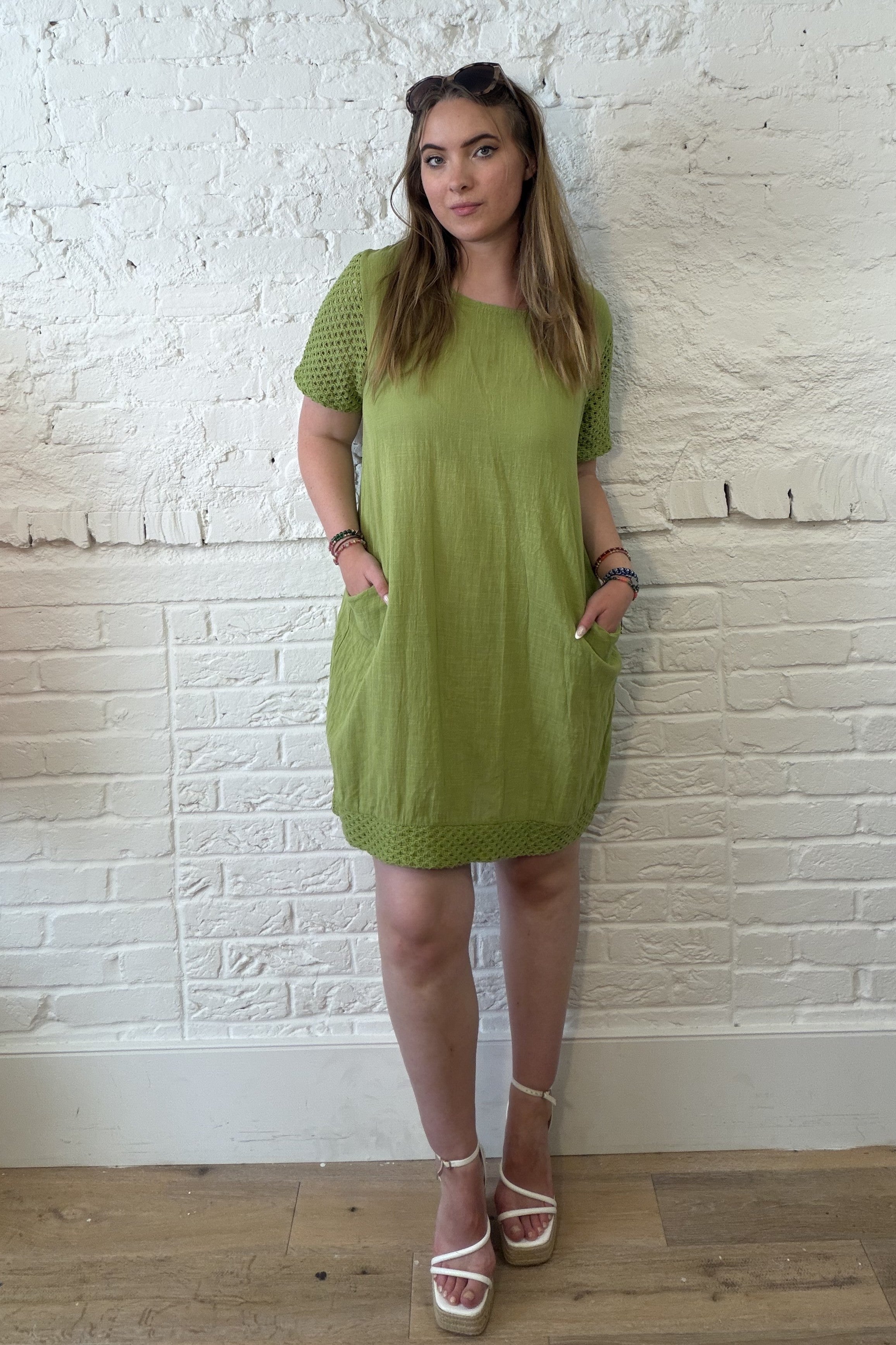 Fiorella Crochet-Trim Pocket Dress