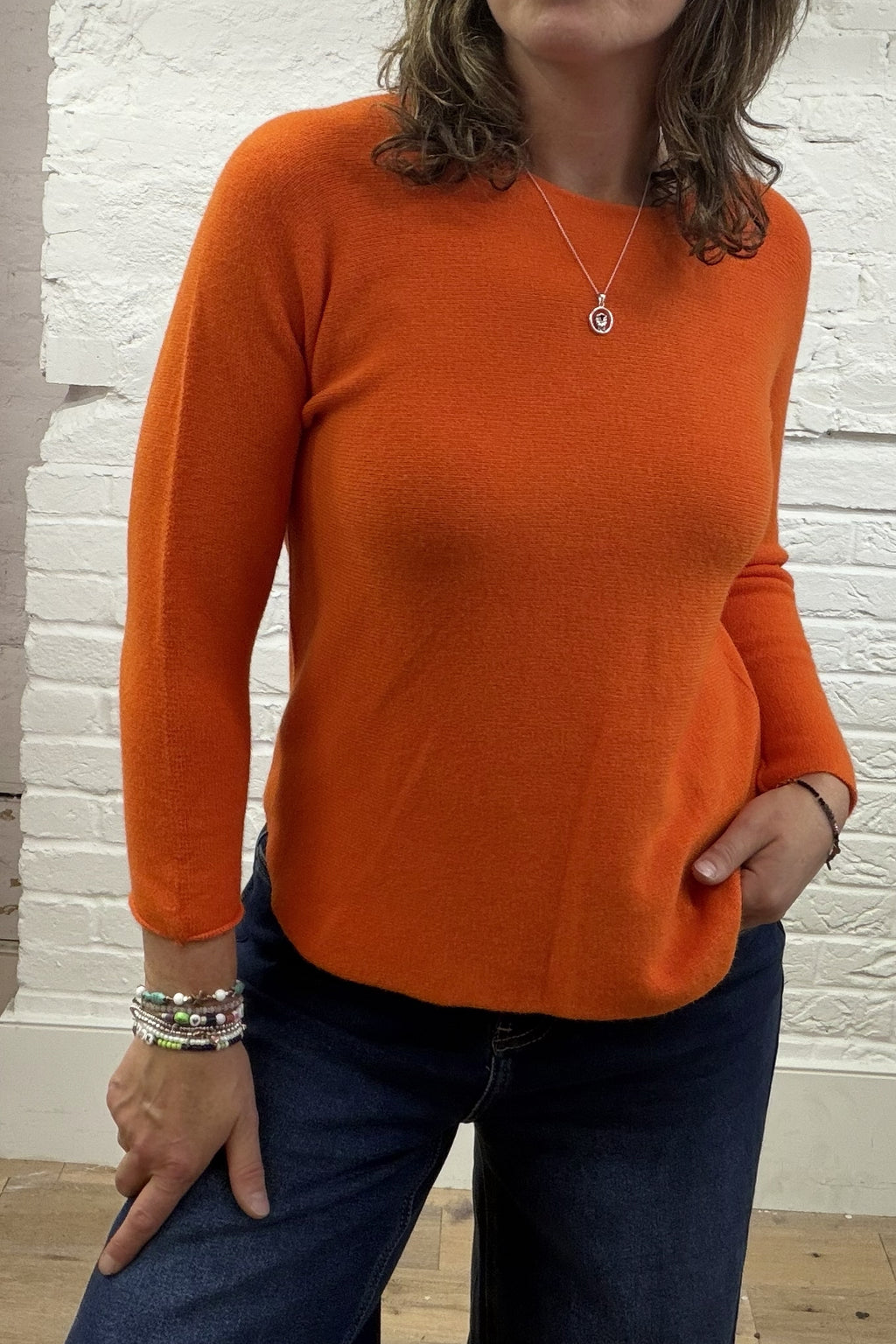 Phoebe Curved Hem Round Neck
