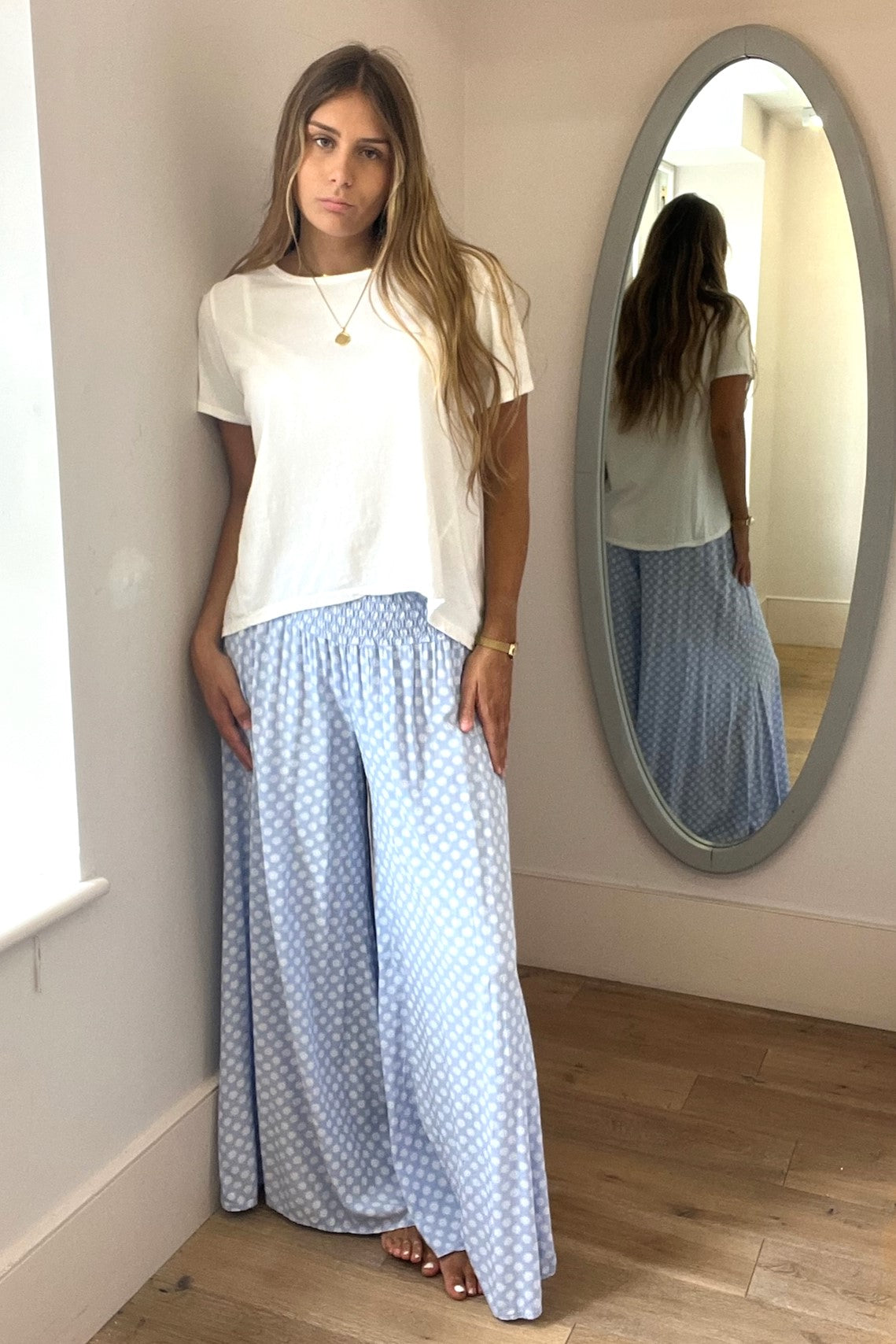 Circle Print Wide Leg Trouser