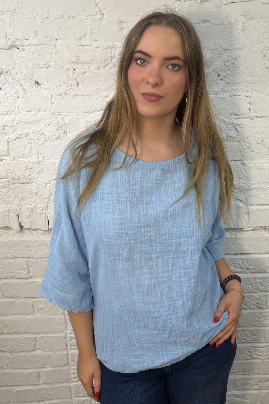 100% Cotton Plain Short Sleeve Top (Larger Fit)