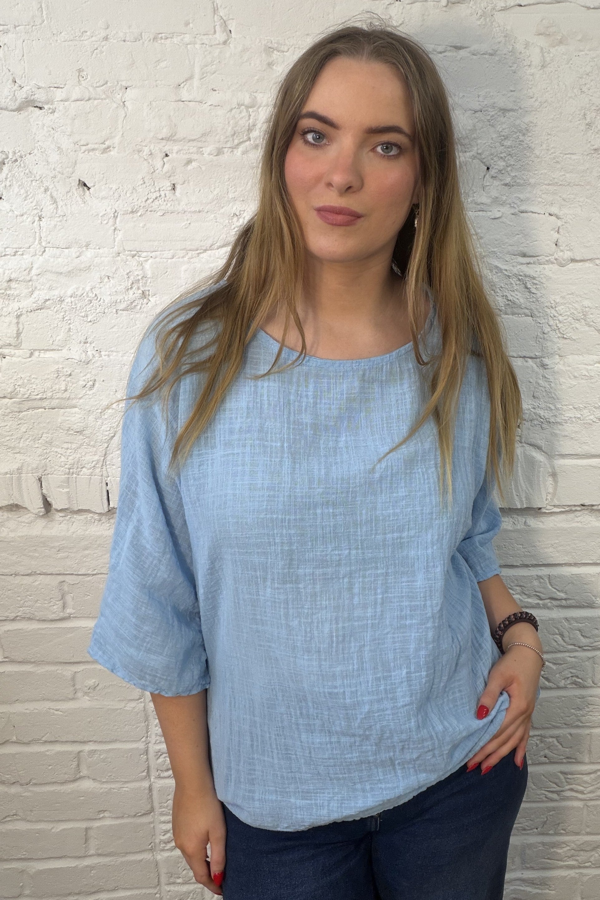 100% Cotton Plain Short Sleeve Top (Larger Fit)