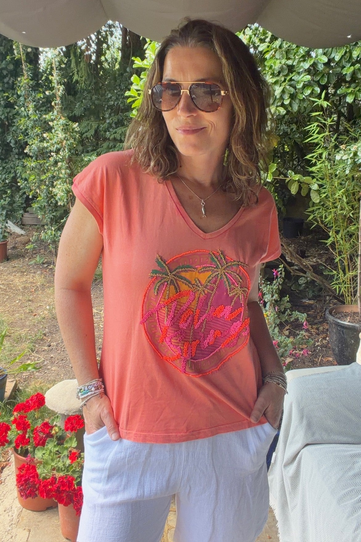 Palm Springs Beaded Tee