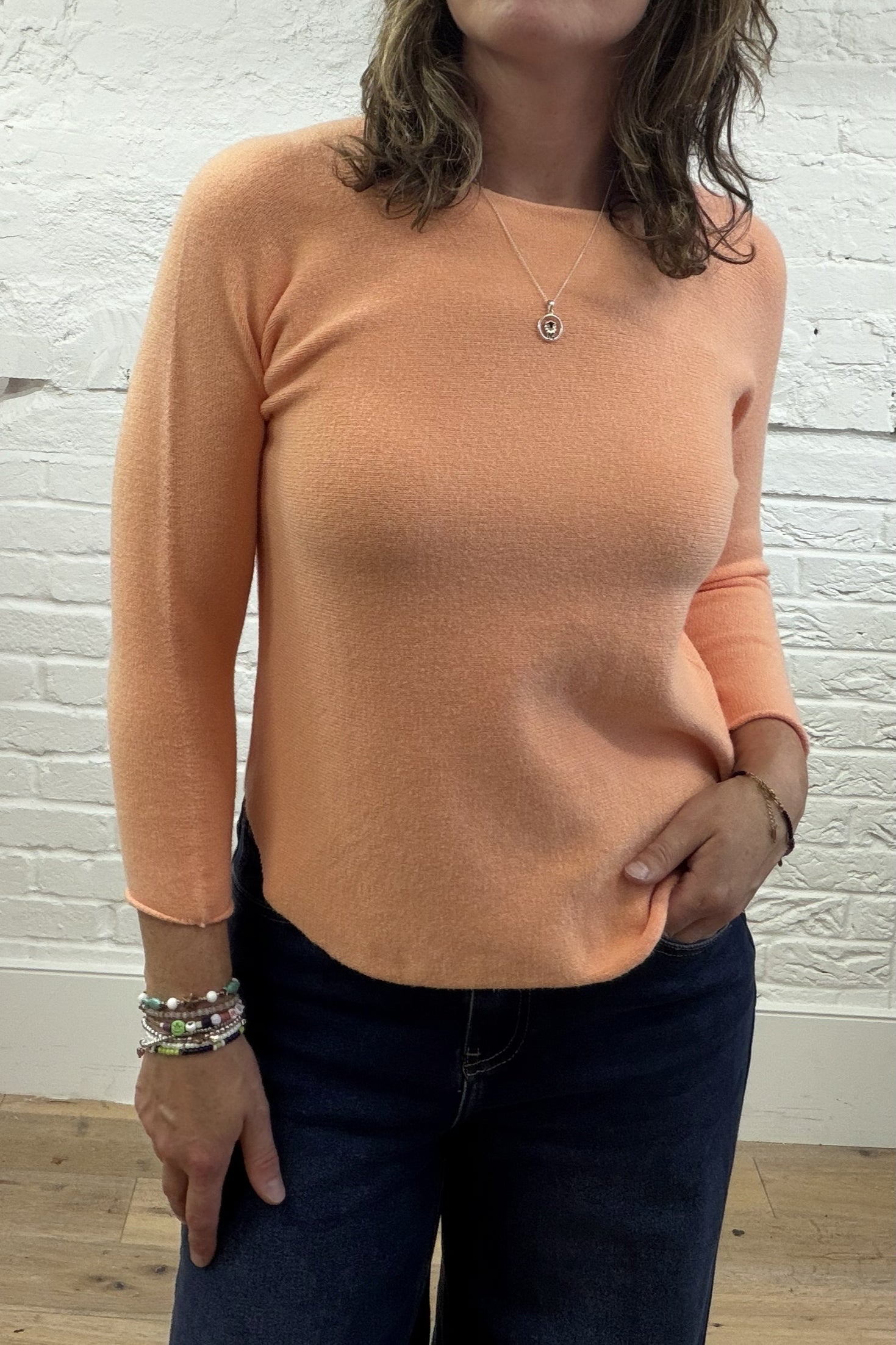 Phoebe Curved Hem Round Neck