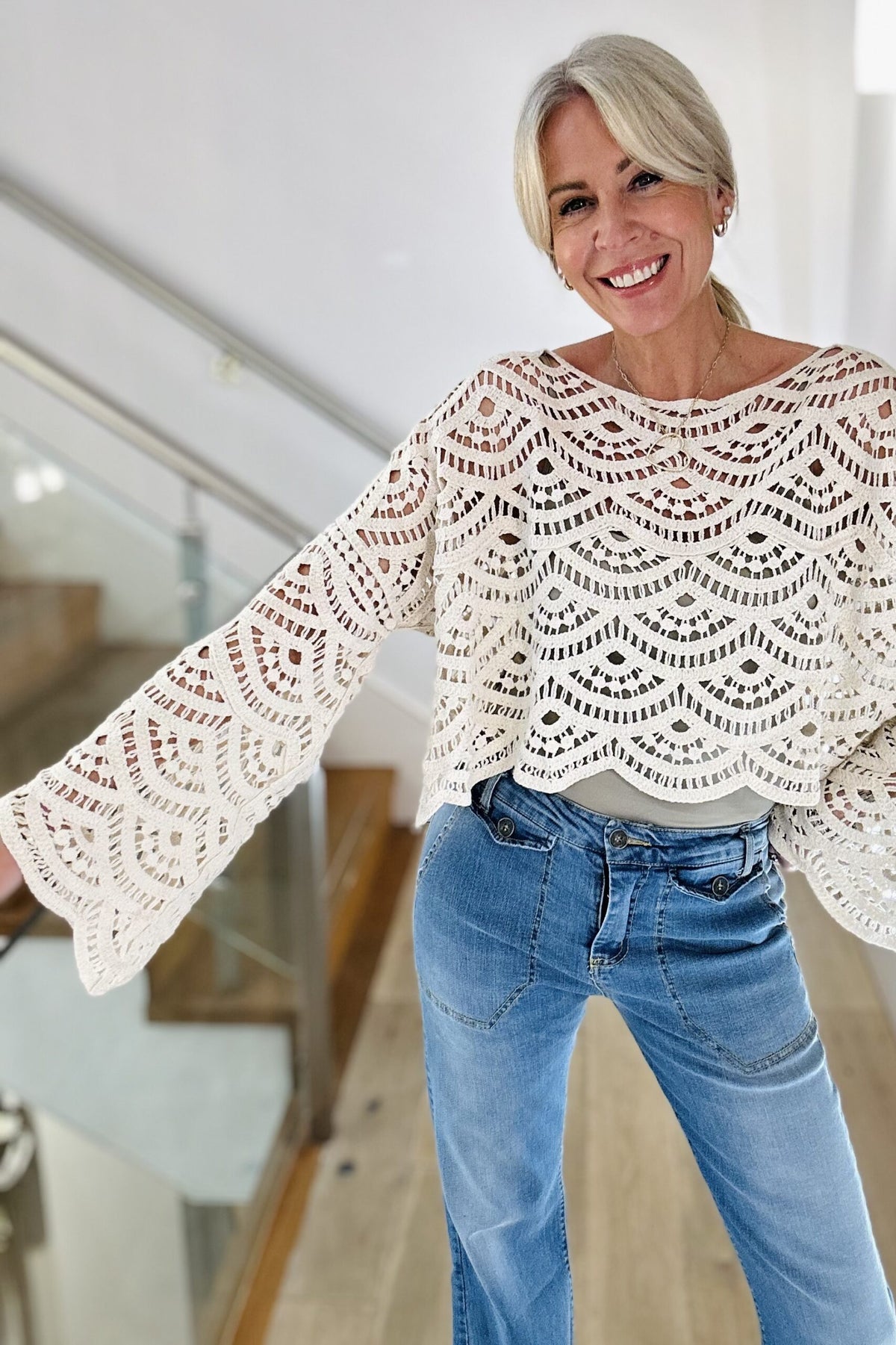 Bell Sleeve Crochet Top