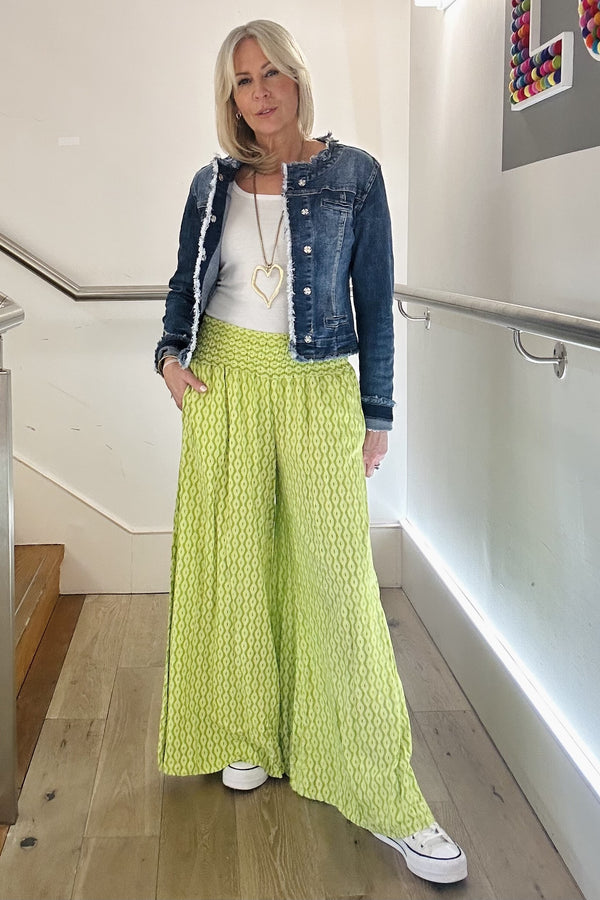 Patterned Wide Leg Trousers