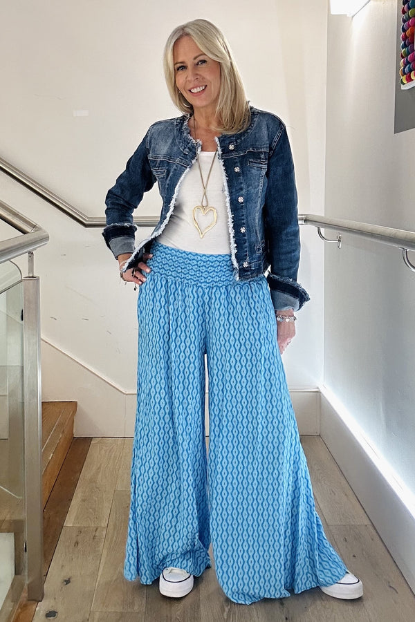 Patterned Wide Leg Trousers