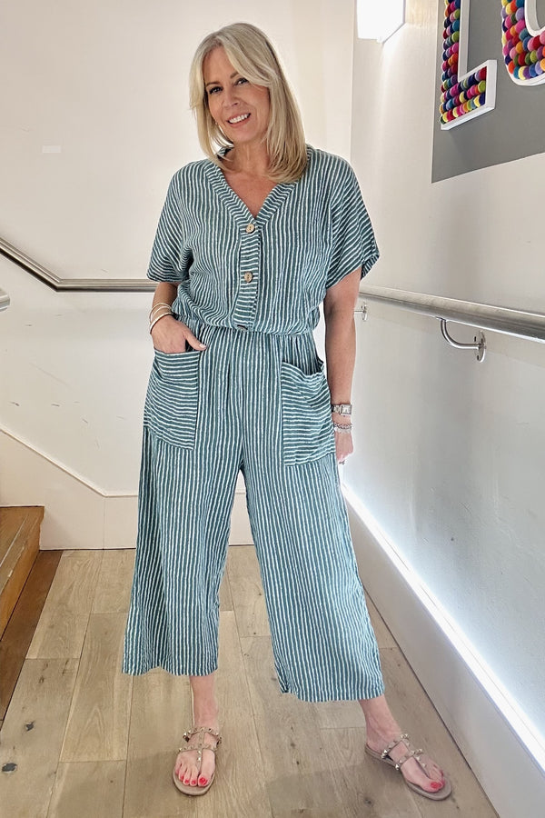 Cotton Stripe Jumpsuit