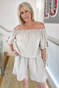 Bardot Linen Playsuit