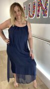 Long Silk Mix Overlay Slip Dress