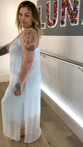 Long Silk Mix Overlay Slip Dress