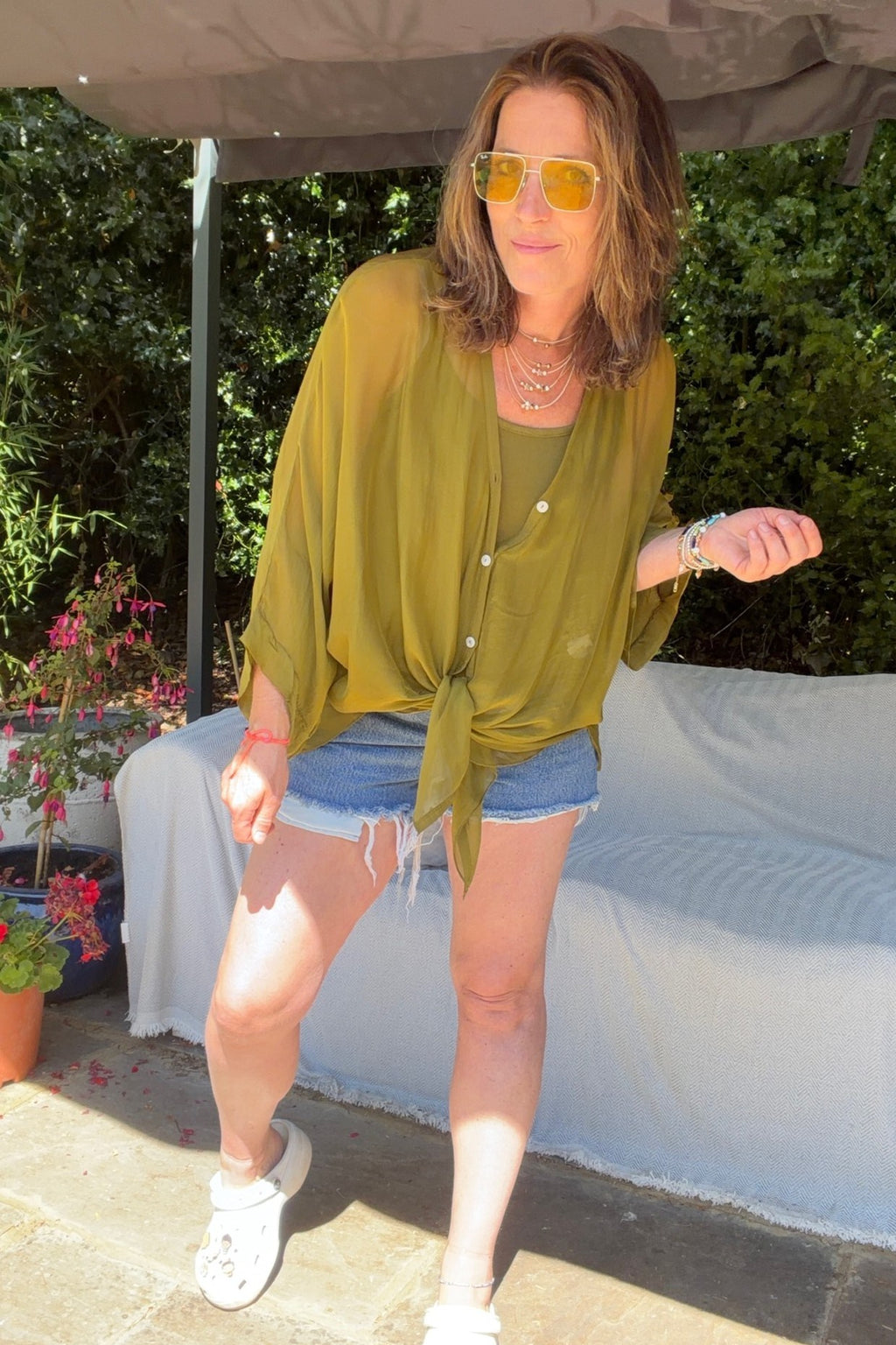 Zweiteilige Seidenbluse