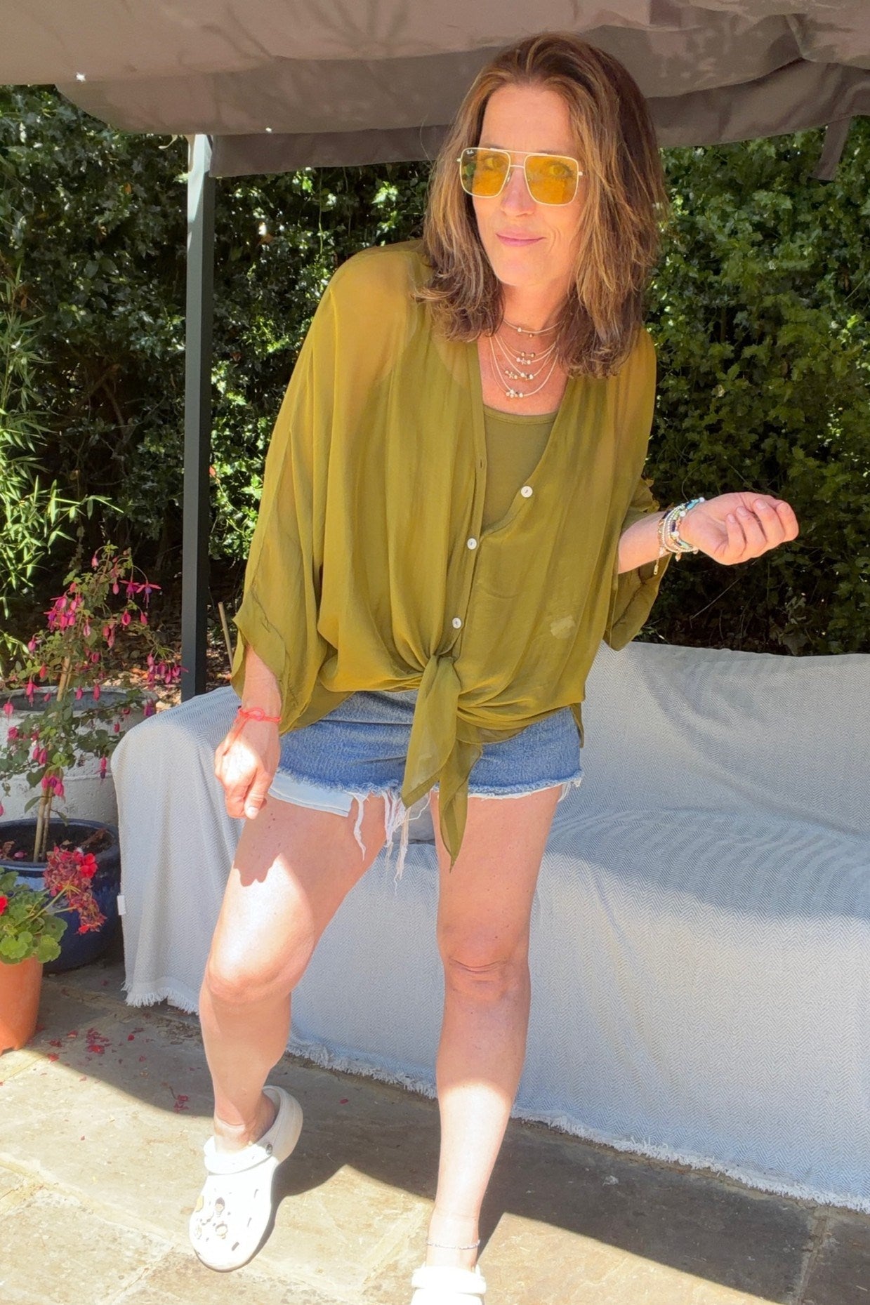 Zweiteilige Seidenbluse