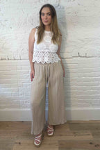 Plisse Wide Leg Trousers