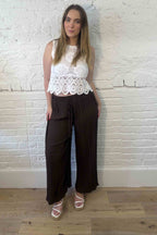 Plisse Wide Leg Trousers