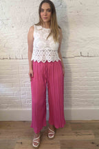 Plisse Wide Leg Trousers