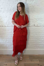 Kleid mit Seiden-Overlay